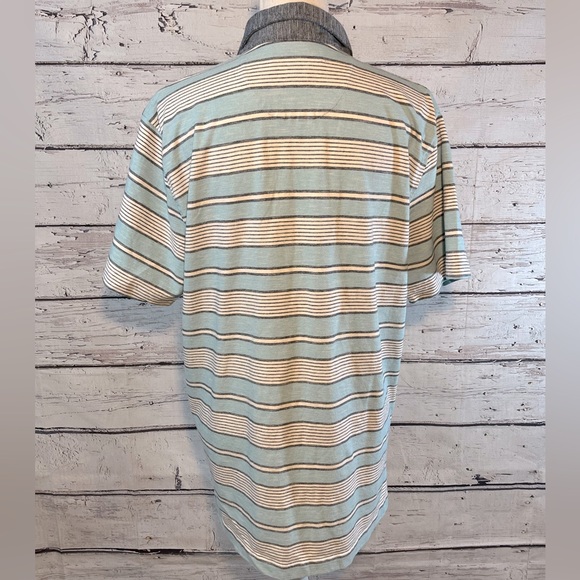 BROOKS BROTHERS Polo Cotton/Linen Striped Blue/White-Large - Picture 3 of 4
